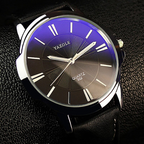 Luxury Blue Glass Leather Watch