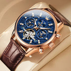 Mechanical Automatic Watch with Leather Band