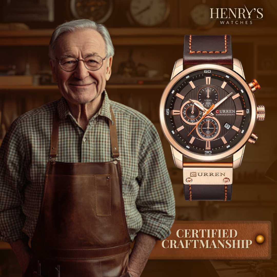 Elegant Quartz Watch with Leather Band