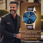Leather Band Car Date Watch