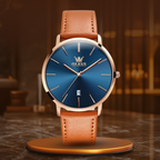 Leather Band Car Date Watch